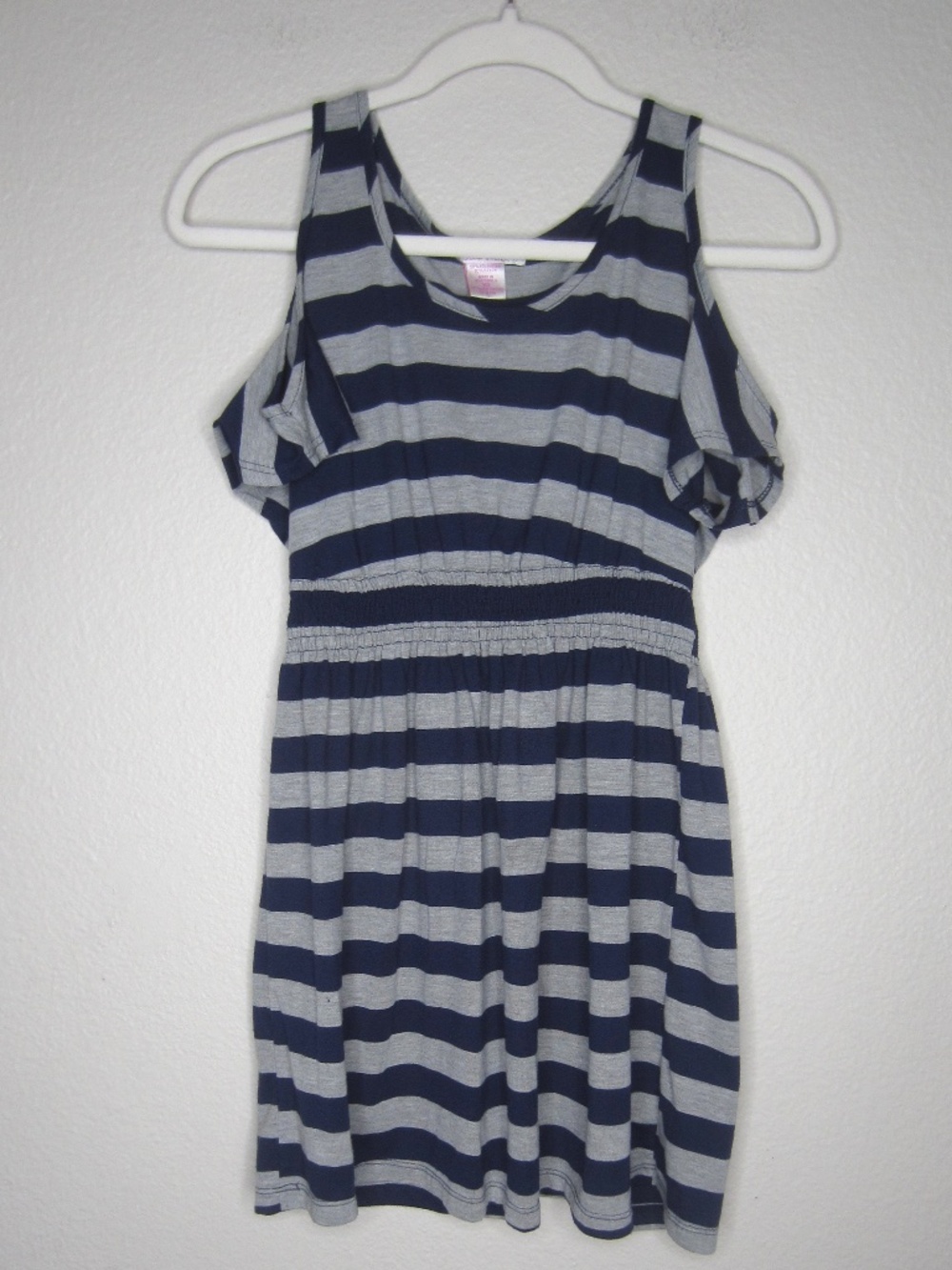 Y2K Wet Seal Cold Shoulder Navy/Gray stripe dress - Size XS